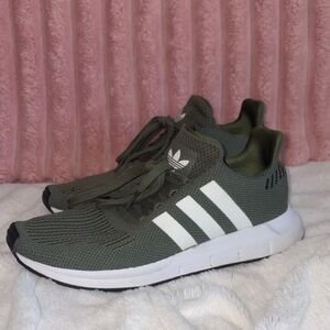 Adidas Olive and White Running Shoes